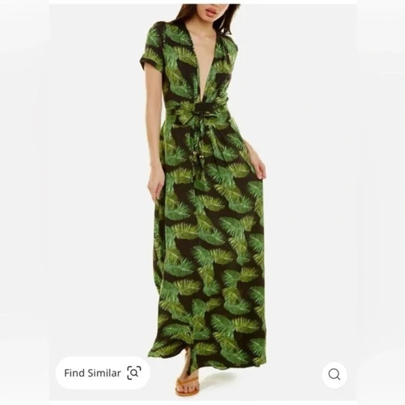Melissa Odabash Dresses & Skirts - Melissa Odabash Lou Tropical Green Palm Black Maxi Dress - Size Small